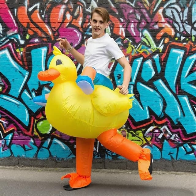Thumbnail 6 de Inflatable Duck/Pig Costume for Adults (Yellow Duck / Pink Pig) — Battery-Fan Onesie Fancy Dress for Parties