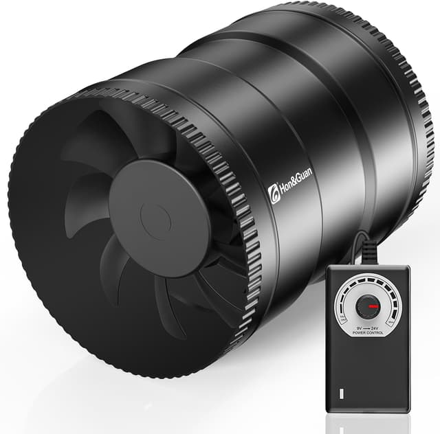 Detalle de Hon&Guan 150-mm Inline-Rohrventilator regelbar (587 m³/h, 150 mm, EU-Stecker) – Abluft für Bad, Keller, Garage