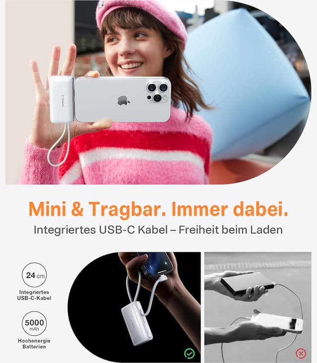 Detalle 2 de TORRAS Mini Powerbank 5000 mAh 22,5 W