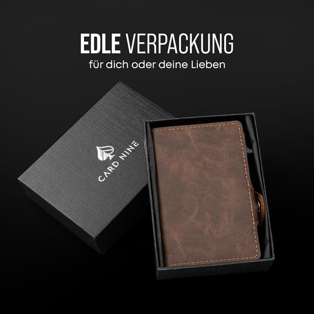 Thumbnail 6 de CARD Nine! Clip Wallet mit RFID-Schutz – Slim Cash Clip Geldbörse mit Münzfach (Dunkelbraun)