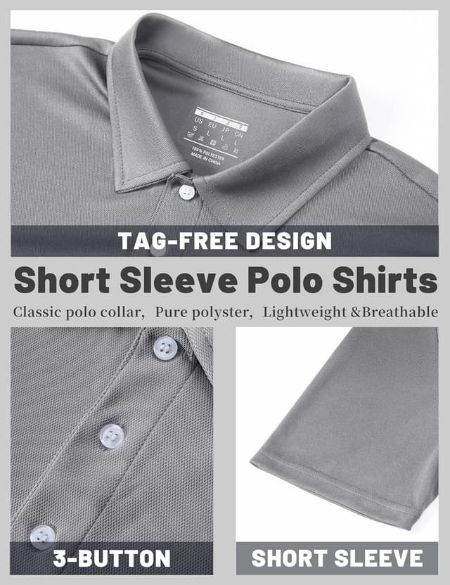 Detalle 2 de TACVASEN men’s short-sleeve polo shirts for golf and outdoor sport