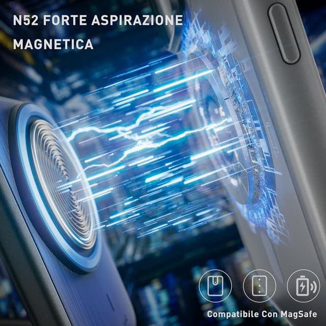 Detalle de Tigratigro Cover magnetica per iPhone 15 Pro compatibile MagSafe, trasparente sottile antiurto Argento