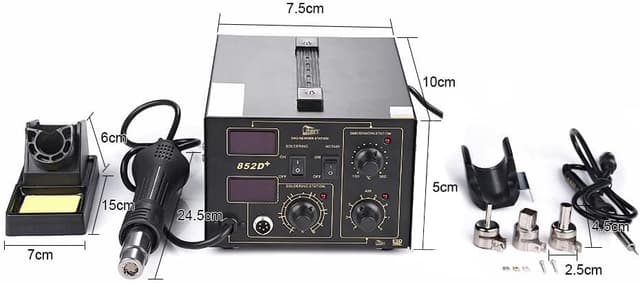 Detalle 2 de Station de soudage à air chaud 2 en 1 SMD 852D+ avec accessoires professionnels