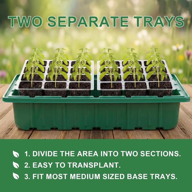 Detalle 1 de Verdenu Seed Tray with Grow Lights and Heating Mat (Pack of 3) – 36-cell seed starter trays with humidity dome