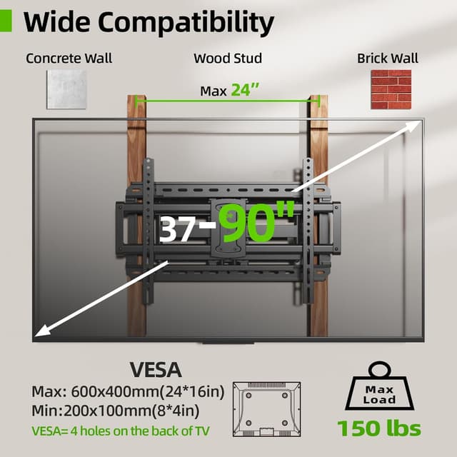 Thumbnail 1 de USX-MOUNT TV Wandhalterung Schwenkbar Neigbar 37-90" 600x400mm