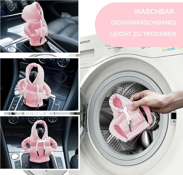 Detalle de CORATED Schaltknauf Abdeckung mit Hoodie-Design für Gangschaltung – Rot & Rosa