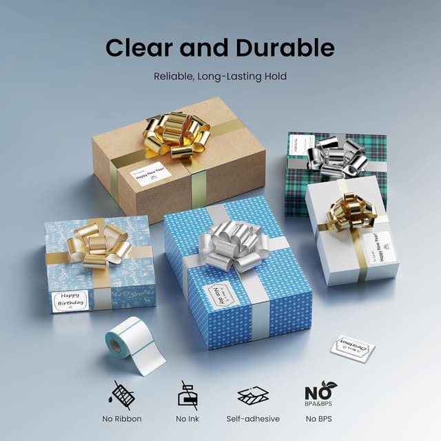 Detalle 2 de CLABEL 6 rotoli di nastro bianco per stampante etichette 221B, 230B e 320B (40 x 30 mm) – etichette termiche autoadesive