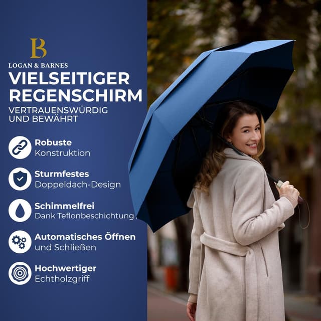 Thumbnail 6 de LOGAN & BARNES Taschenschirm sturmfest Amsterdam 103 cm