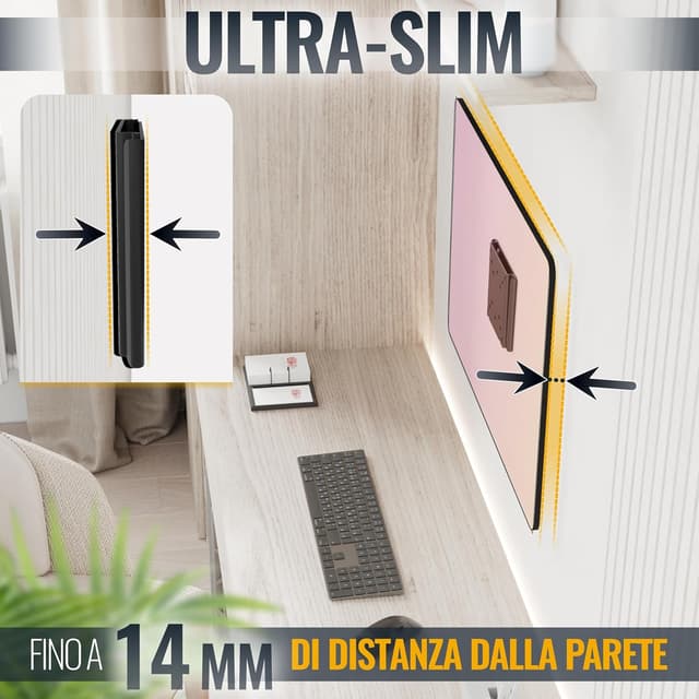 Detalle 2 de RICOO Supporto monitor a parete F0311 Fisso Slim per TV/monitor 13–32" (VESA 50x50–100x100)