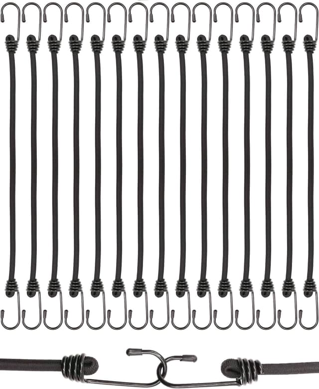 Detalle de BINCKIN Spanngummi mit Haken, 40 cm (15 Stück) – Gummispanner für Planen, Netze & Camping