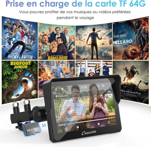 Thumbnail 5 de Carpuride W702 écran GPS moto 7" avec CarPlay sans fil