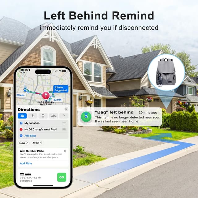 Detalle de Air Tracker Tag compatibile con Apple Dov’è (solo iOS), 4 pezzi Smart Bluetooth nero con batteria sostituibile (Air Tracker Tag per chiavi e oggetti)