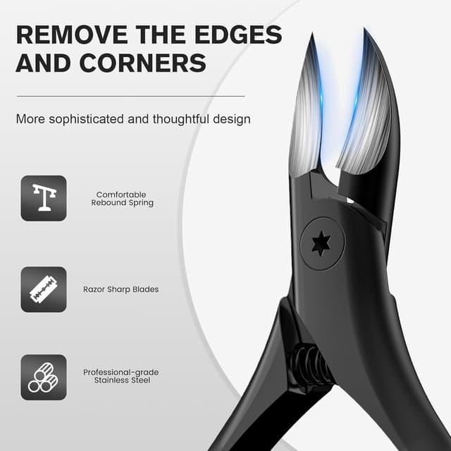 Detalle 2 de FERYES podiatrist toenail clippers for thick nails with curved blade & wide jaw