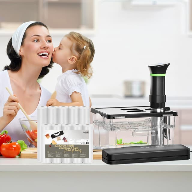 Thumbnail 6 de Rouleau Sous Vide Alimentaire 10 rouleaux sans BPA (5x 28x300 cm + 5x 20x300 cm) pour machine sous vide