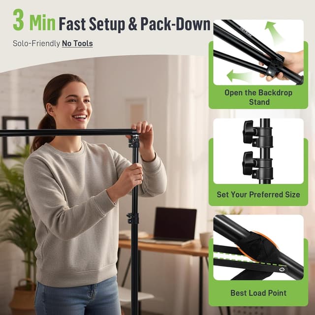 Thumbnail 4 de Heysliy Backdrop Stand Kit 3m x 2m