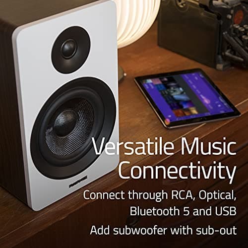 Detalle de Fluance Ai61 (Nogal Blanco) – altavoces estéreo 2.0 activos de 6,5" con amplificador de 120W y Bluetooth 5