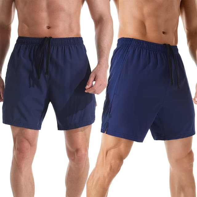 Detalle de Gerlobal Men’s 7" Athletic Running Shorts with Lightweight Quick-Dry Fabric and Zipper Pockets