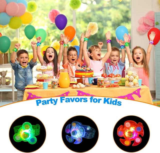 Detalle de Piucrty Leuchtarmband Kinder Spinner LED, 14er-Set für Geburtstage & Neon-Partys