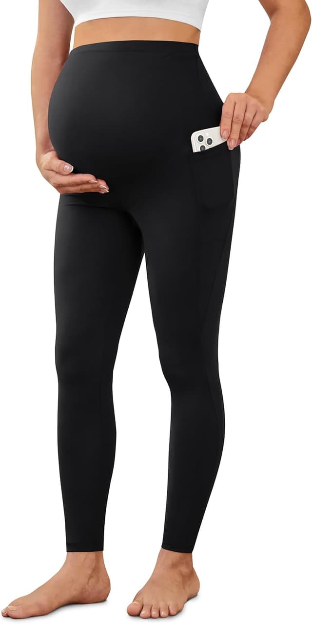 Detalle de VALANDY Creamlush maternity leggings over the bump with pockets