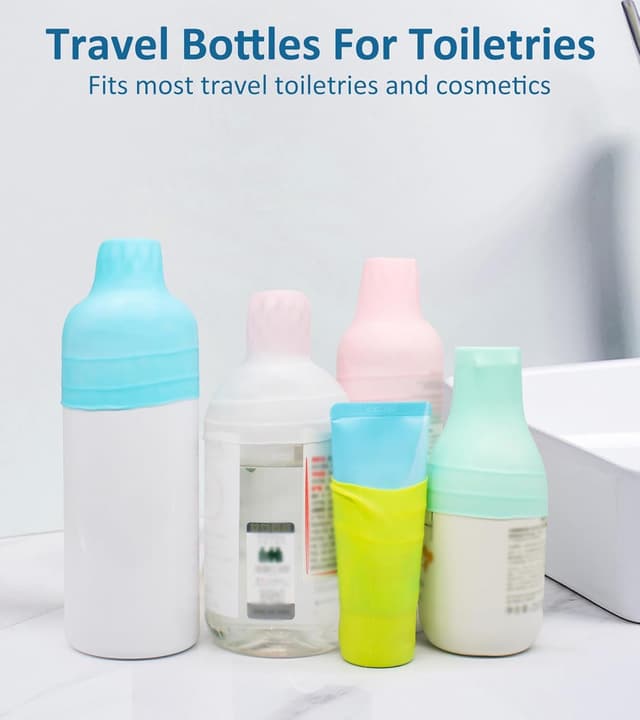 Detalle de FOROUME 15-Pack Silicone Bottle Covers for Travel Toiletries (Leak-Proof Travel Essentials)