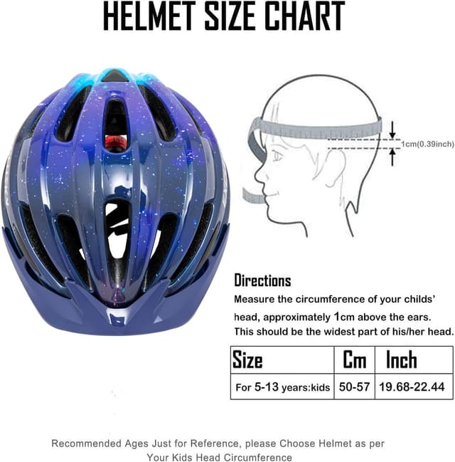 Detalle 2 de Exclusky Kids Bike Helmet with Visor, Adjustable 50–57cm (Age 5–12) and LED Light