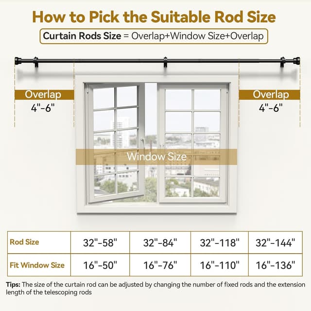 Thumbnail 5 de Yafex 32-144 Inch Curtain Rod