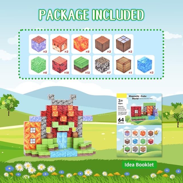 Detalle de LFZXKJKJ 64Pcs Magnetic Blocks for STEM learning