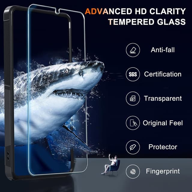 Detalle de RMOCR Dual-Layer Shockproof Case for Samsung Galaxy A17 5G with Screen Protector + Camera Lens Cover (Black Matte)