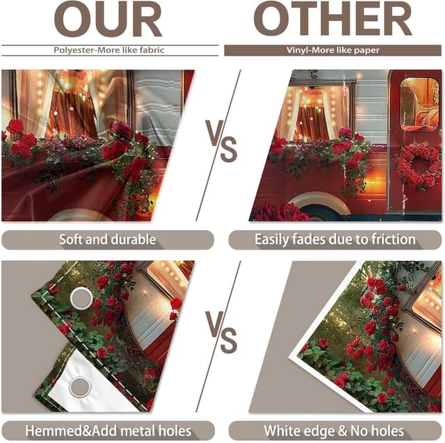 Detalle de Luminora Fabric Happy Valentine’s Day Photography Backdrop (7x5ft, red romantic car & rose forest)