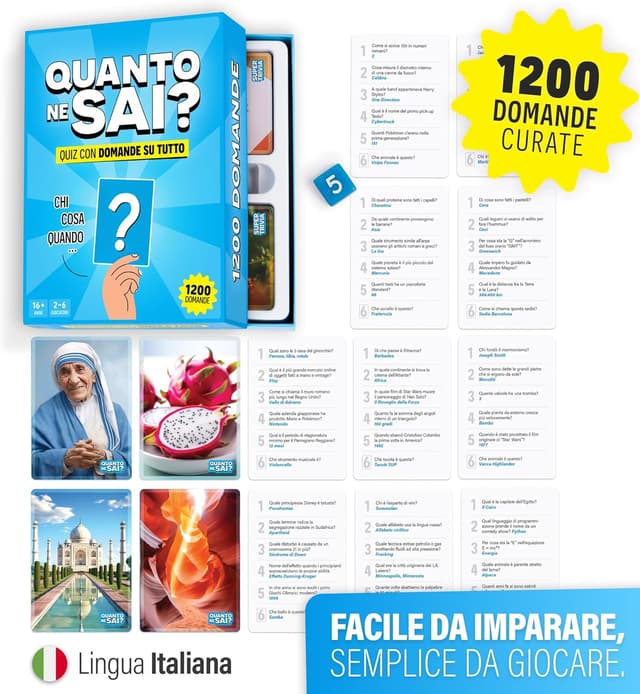 Detalle de Quanto ne sai? – Versione Italiana The World Game, gioco di trivia da tavolo per adulti e famiglie (1200 domande)