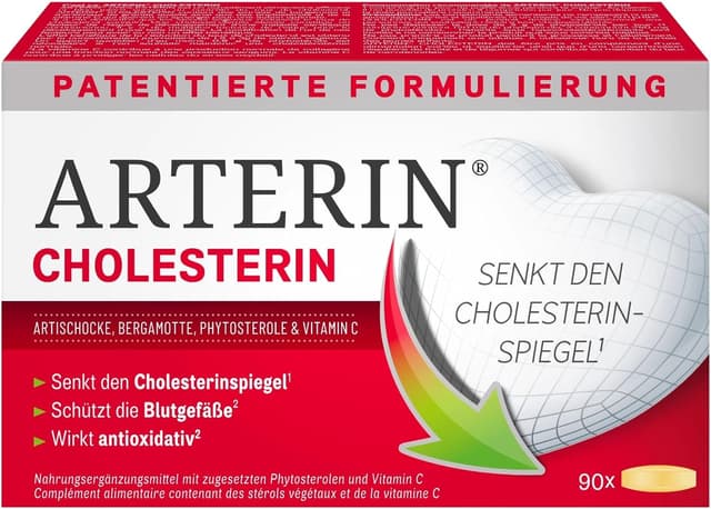 Detalle de ARTERIN Cholesterin – Nahrungsergänzungsmittel mit Phytosterolen und Vitamin C, 1 x 90 Tabletten