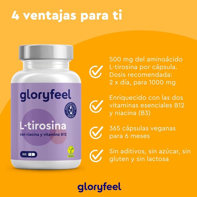 Thumbnail 1 de L-Tirosina 365 Cápsulas - Energía y bienestar mental 💪