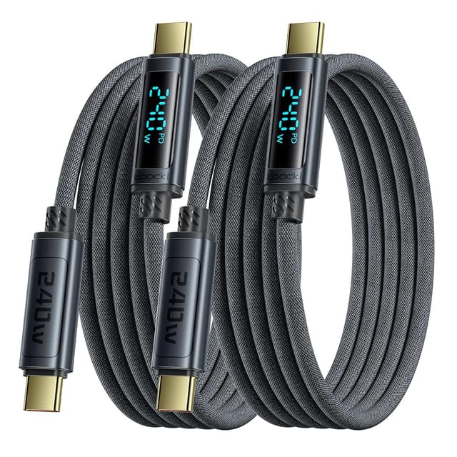 Detalle de toocki USB‑C auf USB‑C Kabel 240 W (1 m, 2er‑Set) mit LED‑Anzeige