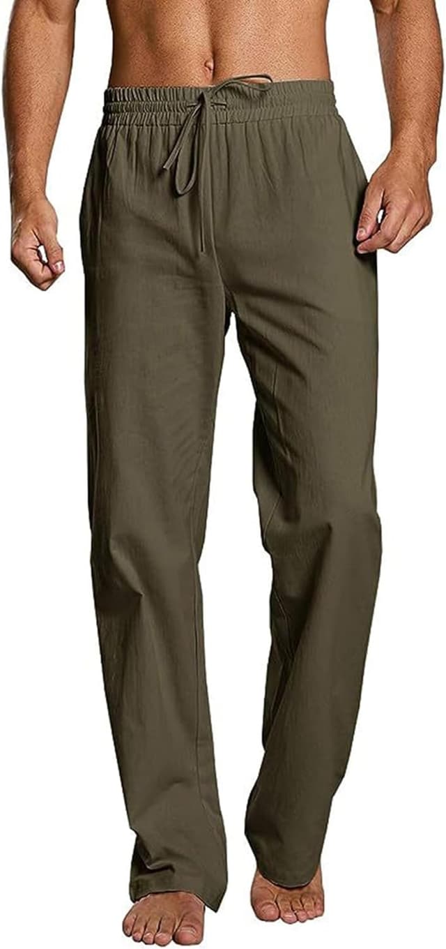 Detalle de EndoraDore Mens Linen trousers with adjustable waist