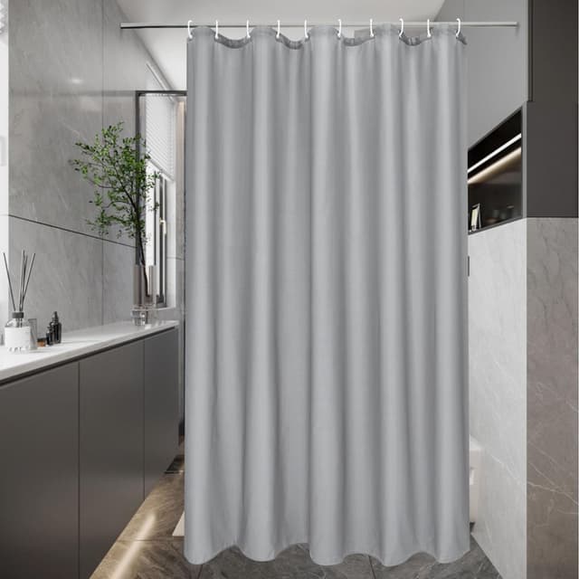 Detalle de EurCross rideau de douche 150x200 cm gris en tissu imperméable anti-moisissure avec 10 anneaux