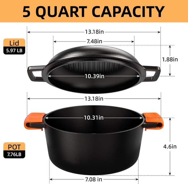 Thumbnail 2 de Umite Chef Cast Iron Dutch Oven 5QT