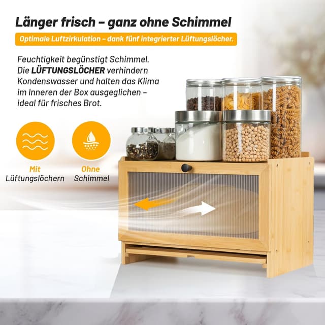 Detalle 2 de AH Bambus Brotkasten mit Schneidebrett