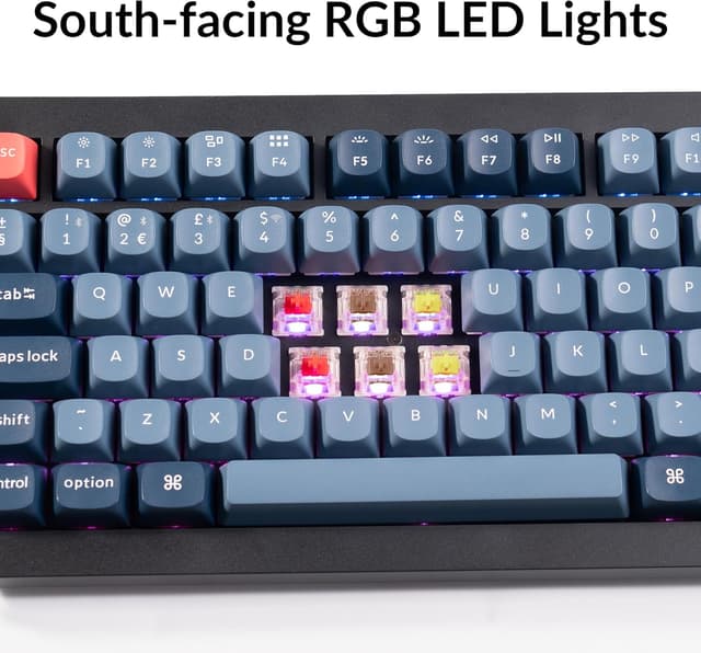 Detalle de Keychron V3 Max TKL Wireless Mechanical Keyboard (UK ISO) – Hot-swappable Gateron Banana switches, QMK/VIA RGB, Black