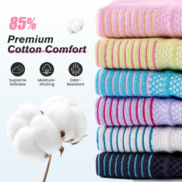 Detalle de Niorasen Ankle Socks for Women (6 Pairs) — Cotton Cushioned Athletic Running Socks
