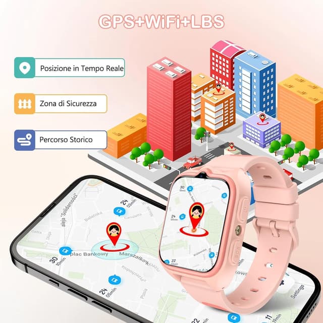 Detalle 2 de IOWODO Smartwatch Bambini 4G con GPS, videochiamata e tasto SOS