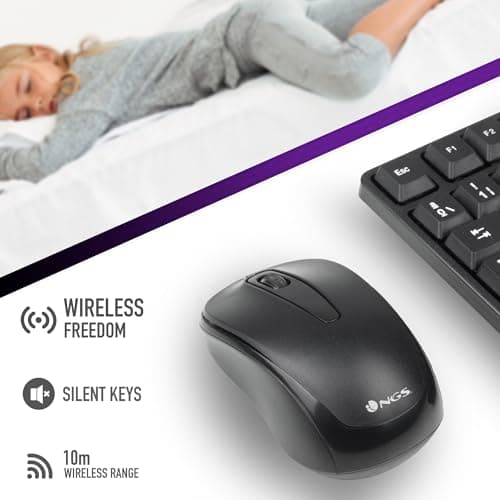 Detalle de NGS Euphoria kit inalámbrico 2.4 GHz QWERTY español (ratón + teclado) negro