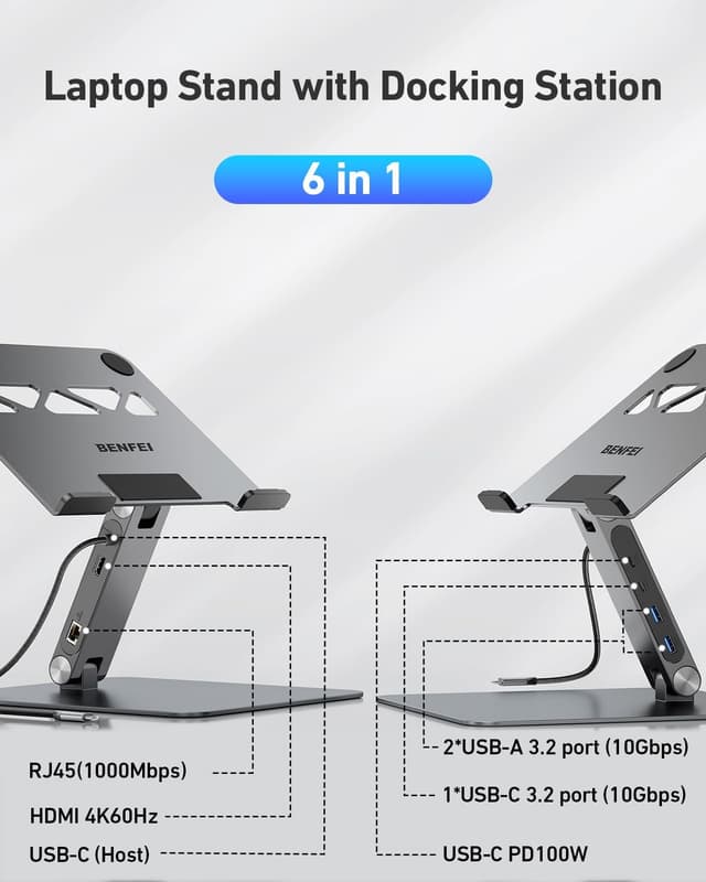 Detalle 2 de BENFEI Laptop Ständer mit 100W Dockingstation