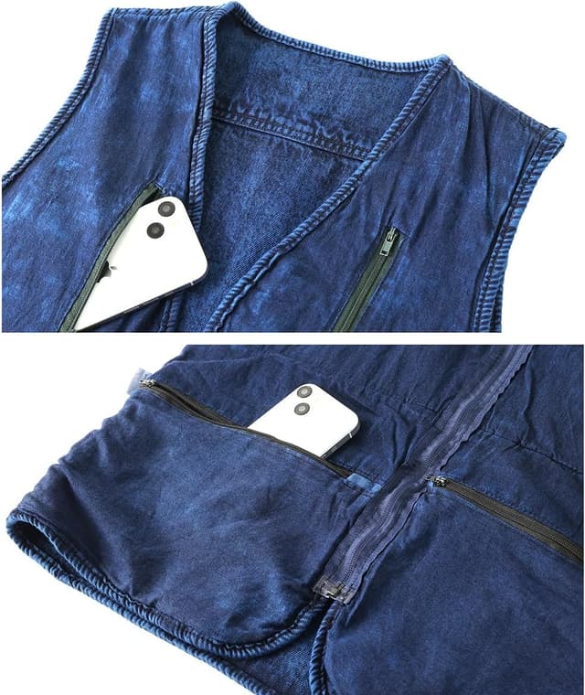 Thumbnail 6 de KTWOLEN Herren Retro Jeans Weste Motorrad