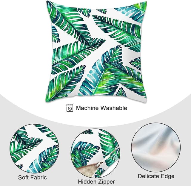 Detalle de Betadistor Tropical Green Leaves Cushion Covers (Pack of 4) 45 x 45cm with Invisible Zipper
