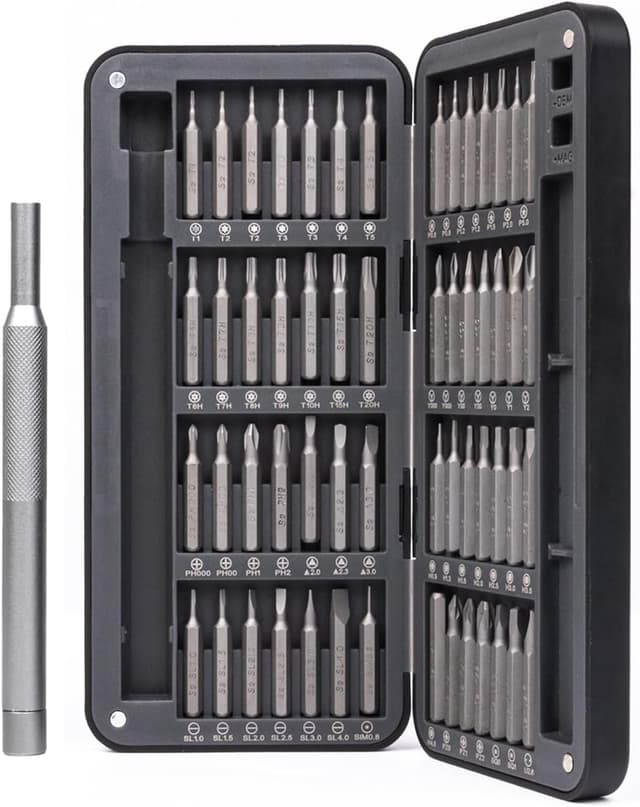 Detalle de VCELINLK Precision Screwdriver Set (57 in 1) with 56 S2 Bits and Magnetic Storage Box