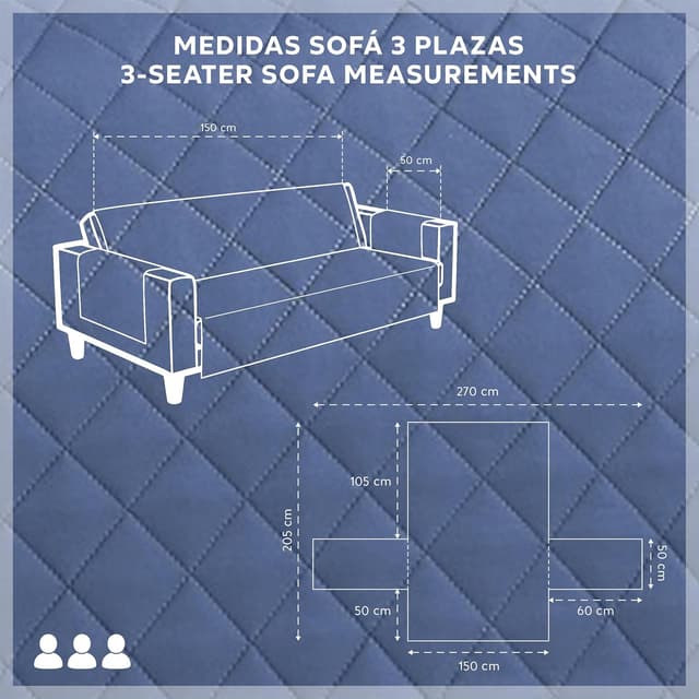 Detalle 1 de Textilhome Funda Cubre Sofá Malu 3 Plazas 🛋️ Resistente y Reversible