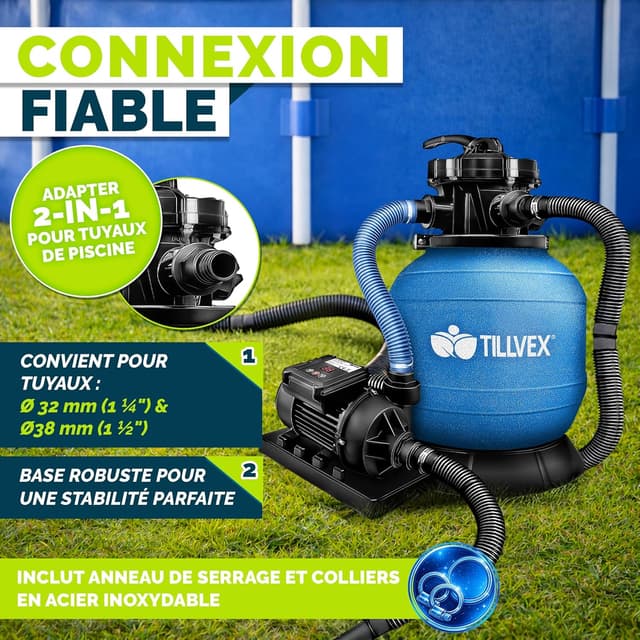 Thumbnail 6 de Système de filtre à sable tillvex® 7.900 L/h avec 400 g de boules de filtration, indicateur de pression et vannes 7 fonctions