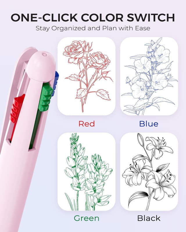 Detalle 2 de Four Candies 4-in-1 Farbstifte (9er-Pack) mit 1,0-mm-Spitze – 4 Farben in einem Stift