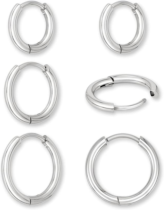 Thumbnail 6 de GD GOOD.designs set orecchini a cerchio in acciaio inossidabile, 3 paia con mini cerchi (12/14/16 mm)