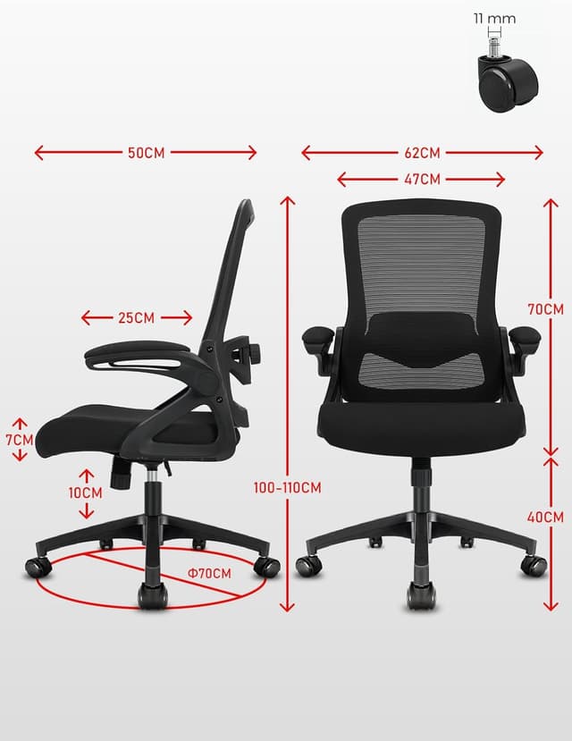 Detalle 1 de Milacyee Silla de Oficina Ergonómica 🪑 Reposabrazos y Apoyo Lumbar
